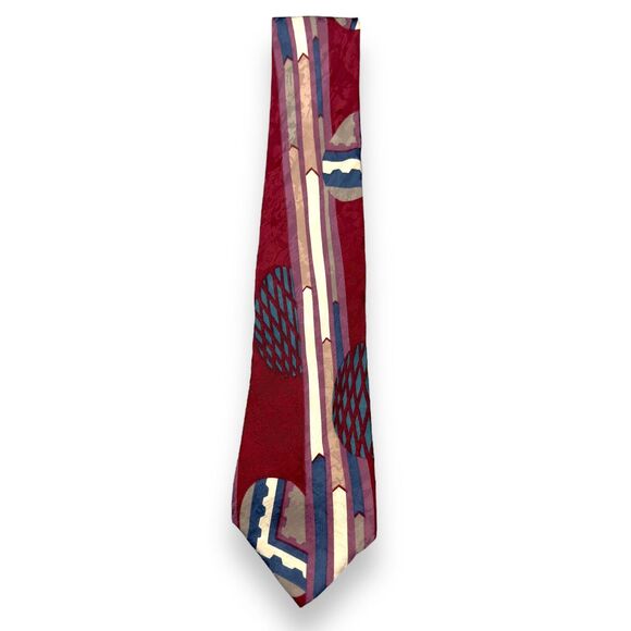 Vintage Cervino Mens Silk Dress Tie Made in Italy Abstract Pattern 60 3.75 - Picture 4 of 10